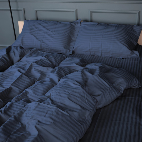 Фото - Комплект постельного белья MirSon Satin Stripe 30-0020 Smoky Blue 143х210 см (2200005255377)