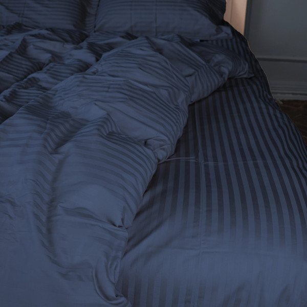 Фото - Комплект постельного белья MirSon Satin Stripe 30-0020 Smoky Blue 143х210 см (2200005255377)