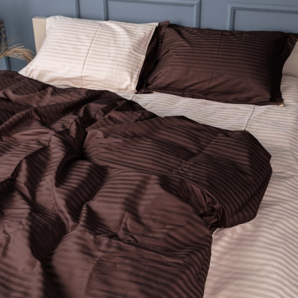 Фото - Комплект постільної білизни MirSon Satin Stripe 30-0006 +30-0004 Baylee 175х210 см (2200005256695)