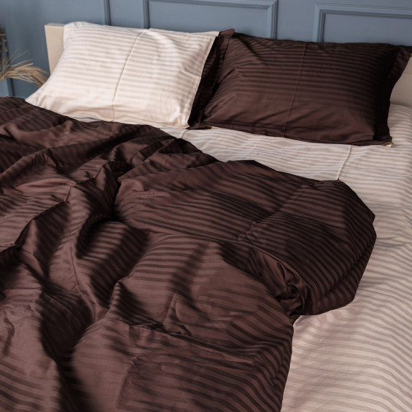 Фото - Комплект постельного белья MirSon Satin Stripe 30-0006 + 30-0004 Baylee 143х210 см (2200005256718)