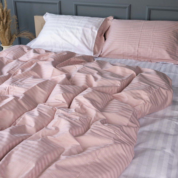 Фото - Комплект постельного белья MirSon Satin Stripe 30-0007 +30-0001 Beatrisa 220х240 см King Size (2200005256886)