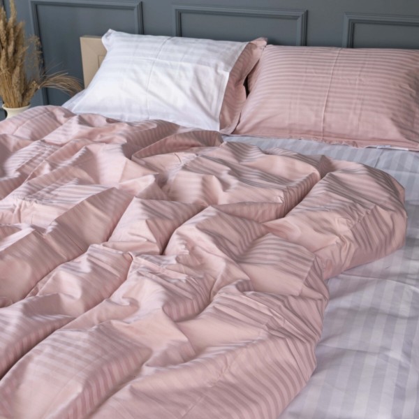Фото - Комплект постельного белья MirSon Satin Stripe 30-0007 +30-0001 Beatrisa 175х210 см (2200005256893)