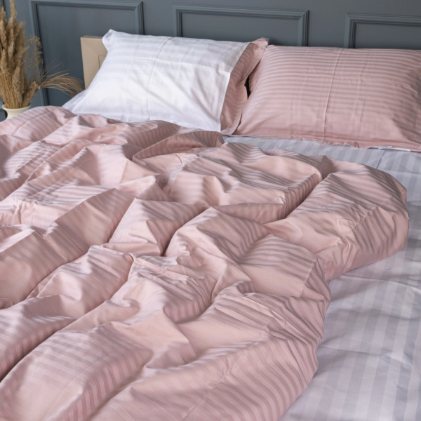 Фото - Комплект постельного белья MirSon Satin Stripe 30-0007 + 30-0001 Beatrisa 143х210 см (2200005256916)