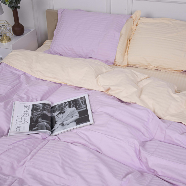 Фото - Комплект постільної білизни MirSon Satin Stripe 30-0007 +30-0004 Evanjalin 220х240 см King Size (2200005257081)