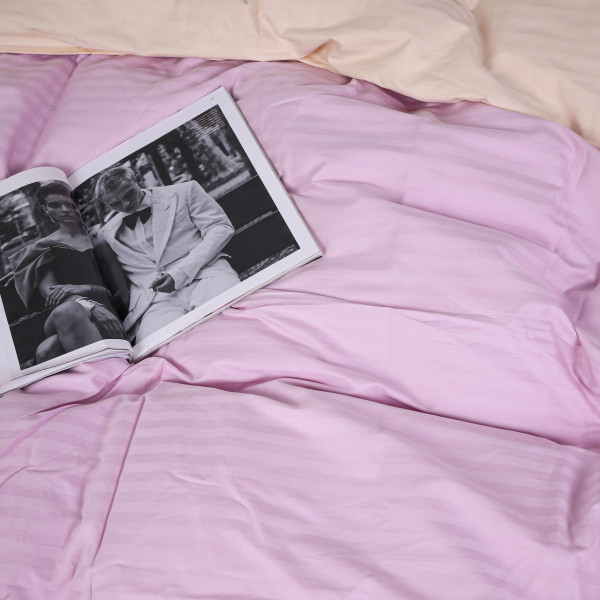 Фото - Комплект постільної білизни MirSon Satin Stripe 30-0007 +30-0004 Evanjalin 220х240 см King Size (2200005257081)