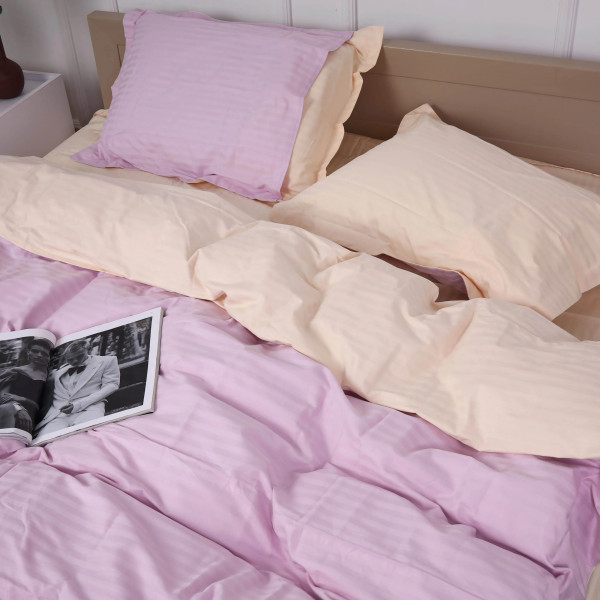 Фото - Комплект постільної білизни MirSon Satin Stripe 30-0007 +30-0004 Evanjalin 220х240 см King Size (2200005257081)
