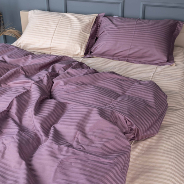 Фото - Комплект постельного белья MirSon Satin Stripe 30-0008 +30-0004 Waleis 200х220 см (2200005257500)