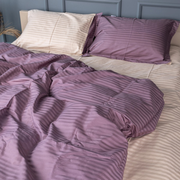 Фото - Комплект постельного белья MirSon Satin Stripe 30-0008 + 30-0004 Waleis 143х210 см (2200005257517)