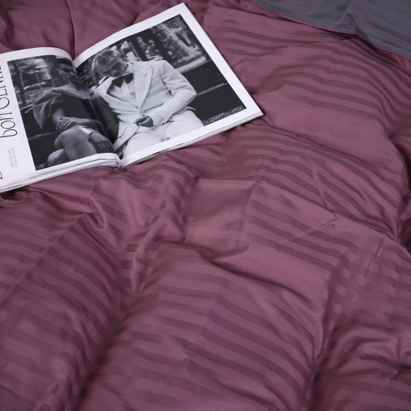 Фото - Комплект постільної білизни MirSon Satin Stripe 30-0008 +30-0011 Fenilla 220х240 см King Size (2200005257685)