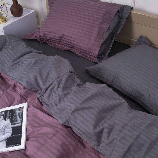 Фото - Комплект постільної білизни MirSon Satin Stripe 30-0008 +30-0011 Fenilla 220х240 см King Size (2200005257685)