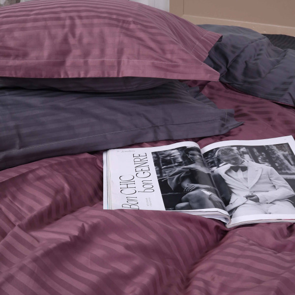 Фото - Комплект постільної білизни MirSon Satin Stripe 30-0008 +30-0011 Fenilla 220х240 см King Size (2200005257685)