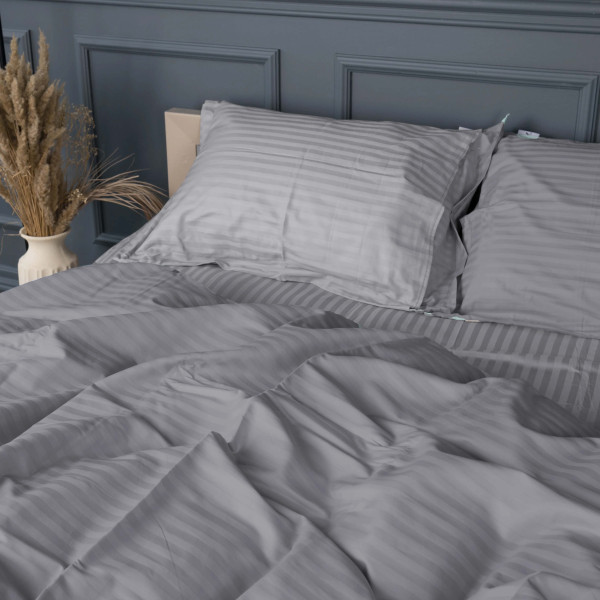 Фото - Комплект постельного белья MirSon Satin Stripe 30-0010 +30-0001 Widad 200х220 см (2200005258309)