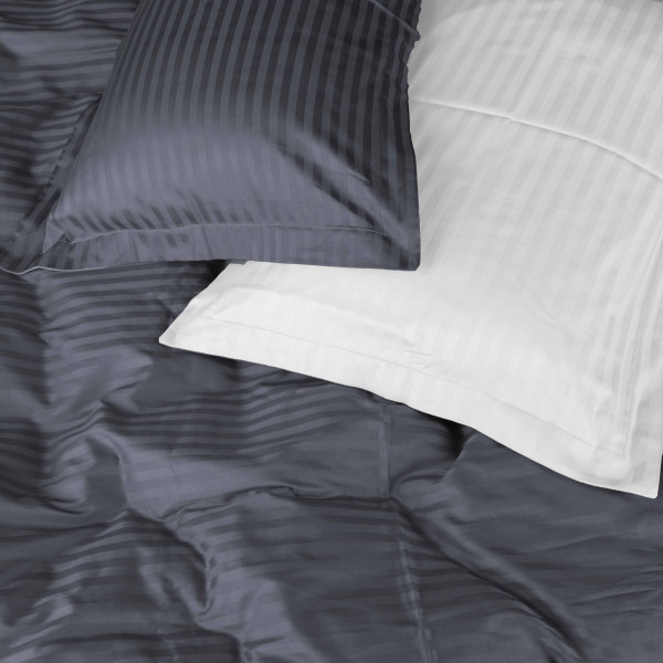 Фото - Комплект постільної білизни MirSon Satin Stripe 30-0012 +30-0001 Vevina 175х210 см (2200005258897)