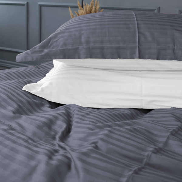 Фото - Комплект постільної білизни MirSon Satin Stripe 30-0012 +30-0001 Vevina 175х210 см (2200005258897)