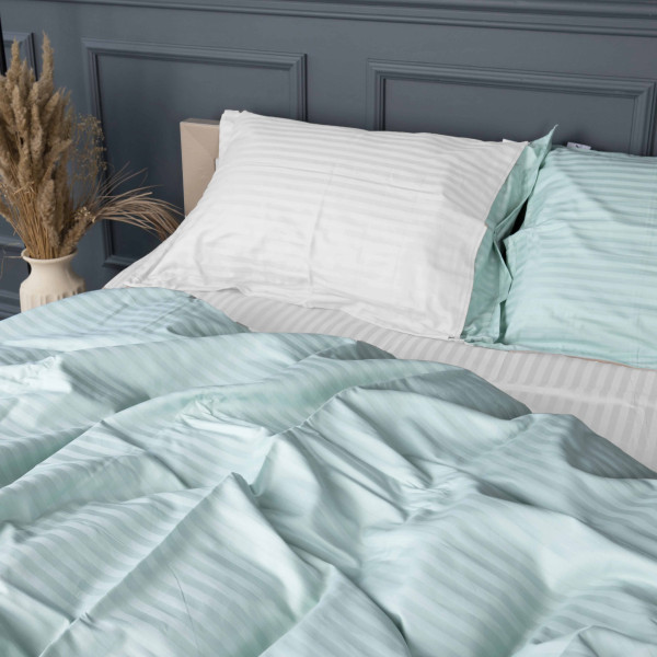 Фото - Комплект постельного белья MirSon Satin Stripe 30-0013 +30-0001 Gilberta 220х240 см King Size (2200005259085)