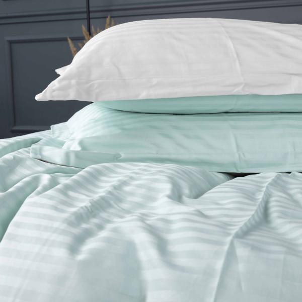 Фото - Комплект постельного белья MirSon Satin Stripe 30-0013 +30-0001 Gilberta 200х220 см (2200005259108)
