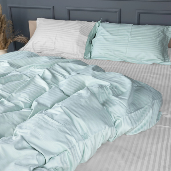 Фото - Комплект постельного белья MirSon Satin Stripe 30-0013 + 30-0001 Gilberta 143х210 см (2200005259115)