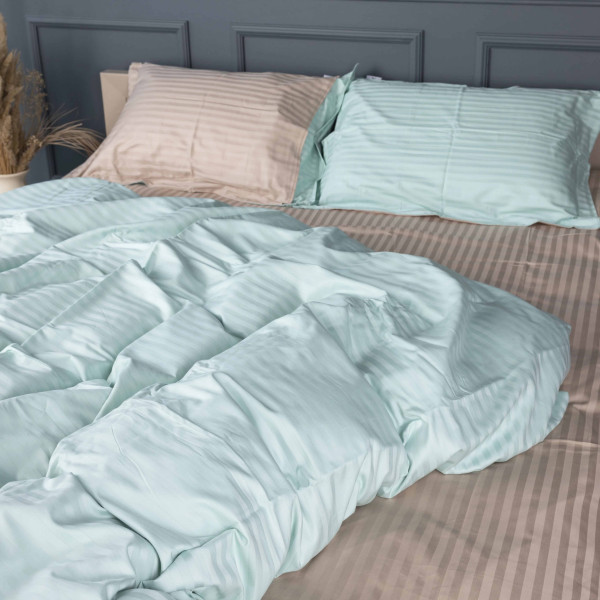 Фото - Комплект постільної білизни MirSon Satin Stripe 30-0013 +30-0004 Rovena 220х240 см King Size (2200005259481)