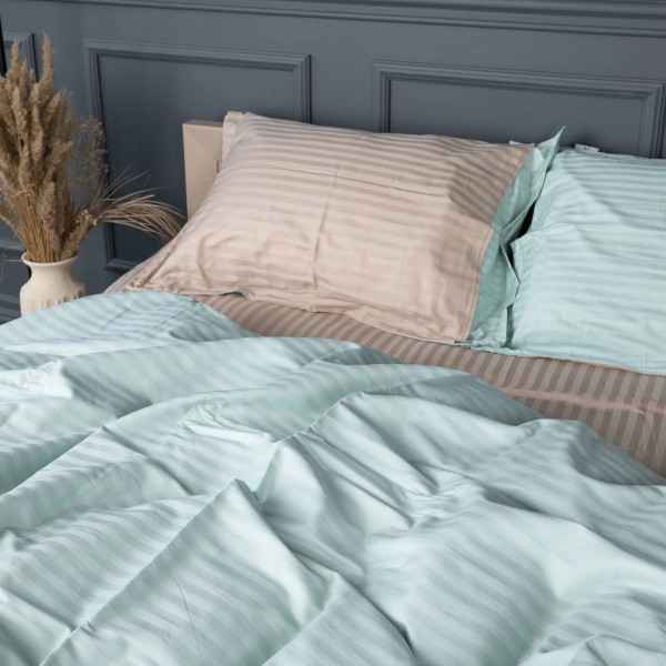 Фото - Комплект постільної білизни MirSon Satin Stripe 30-0013 +30-0004 Rovena 220х240 см King Size (2200005259481)