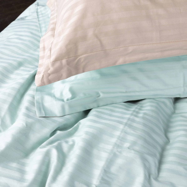 Фото - Комплект постільної білизни MirSon Satin Stripe 30-0013 +30-0004 Rovena 220х240 см King Size (2200005259481)