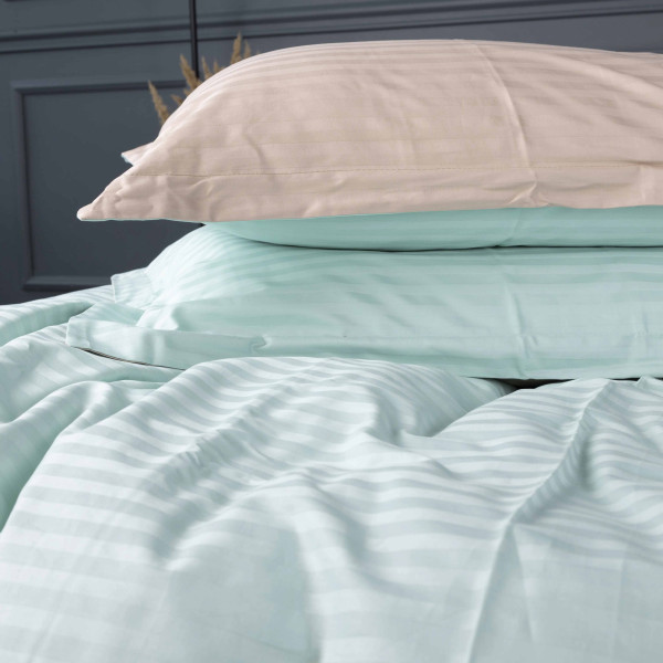 Фото - Комплект постільної білизни MirSon Satin Stripe 30-0013 +30-0004 Rovena 220х240 см King Size (2200005259481)