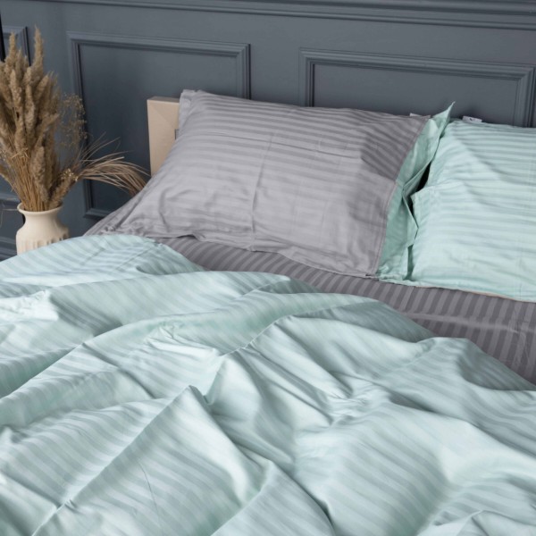 Фото - Комплект постільної білизни MirSon Satin Stripe 30-0013 +30-0010 Windly 143х210 см (2200005259665)