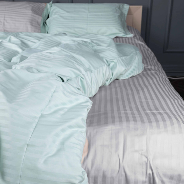 Фото - Комплект постельного белья MirSon Satin Stripe 30-0013 +30-0010 Windly 220х240 см King Size (2200005259689)