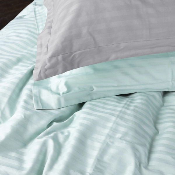 Фото - Комплект постельного белья MirSon Satin Stripe 30-0013 +30-0010 Windly 143х210 см (2200005259719)