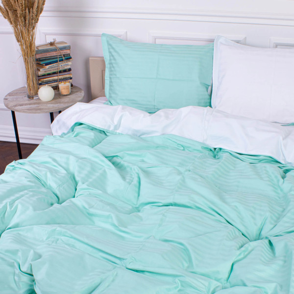 Фото - Комплект постільної білизни MirSon Satin Stripe 30-0014 +30-0001 Garbine 200х220 см (2200005259900)