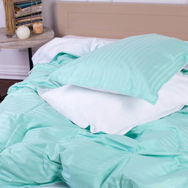 Фото - Комплект постільної білизни MirSon Satin Stripe 30-0014 +30-0001 Garbine 200х220 см (2200005259900)