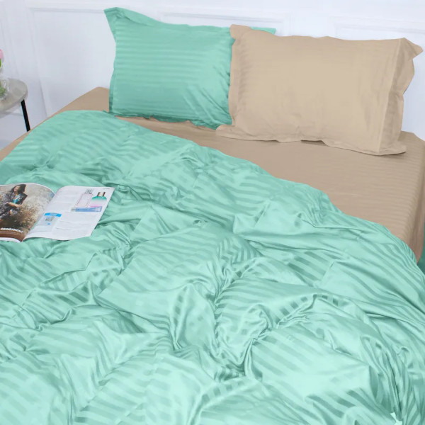 Фото - Комплект постільної білизни MirSon Satin Stripe 30-0014 +30-0004 Aivengo 200х220 см (2200005260302)