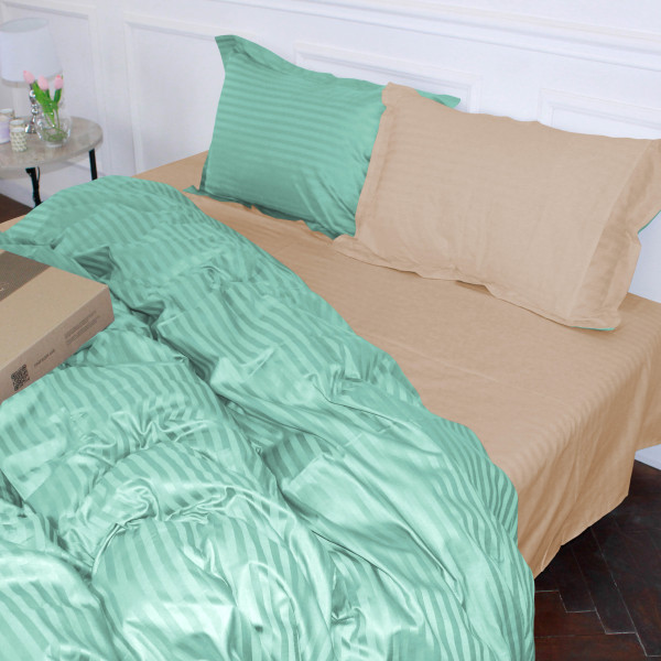 Фото - Комплект постільної білизни MirSon Satin Stripe 30-0014 +30-0004 Aivengo 200х220 см (2200005260302)