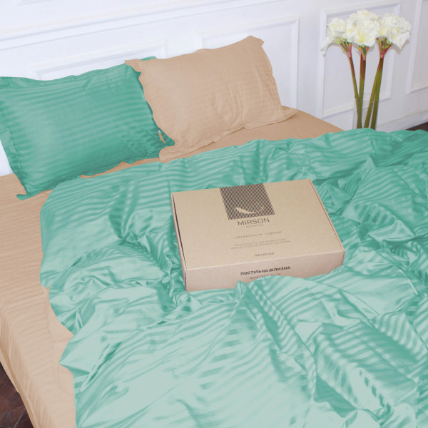 Фото - Комплект постільної білизни MirSon Satin Stripe 30-0014 +30-0004 Aivengo 200х220 см (2200005260302)