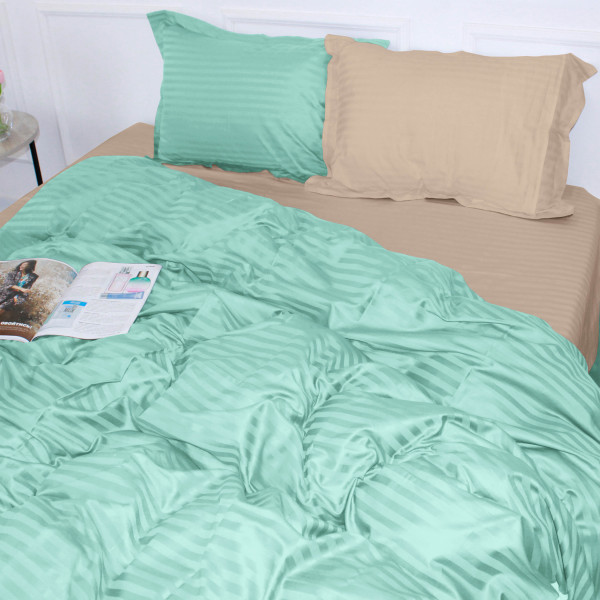 Фото - Комплект постільної білизни MirSon Satin Stripe 30-0014 +30-0004 Aivengo 200х220 см (2200005260302)