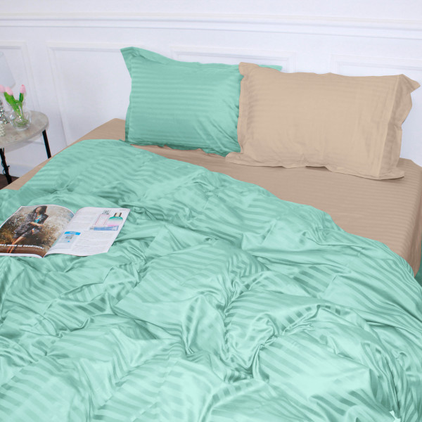 Фото - Комплект постільної білизни MirSon Satin Stripe 30-0014 +30-0004 Aivengo 200х220 см (2200005260302)