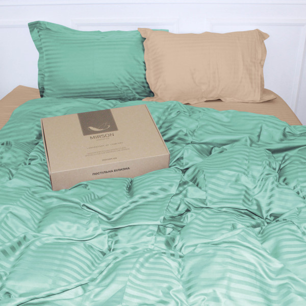 Фото - Комплект постільної білизни MirSon Satin Stripe 30-0014 +30-0004 Aivengo 200х220 см (2200005260302)