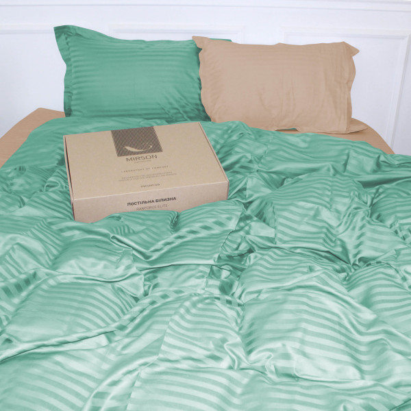 Фото - Комплект постільної білизни MirSon Satin Stripe 30-0014 +30-0004 Aivengo 200х220 см (2200005260302)