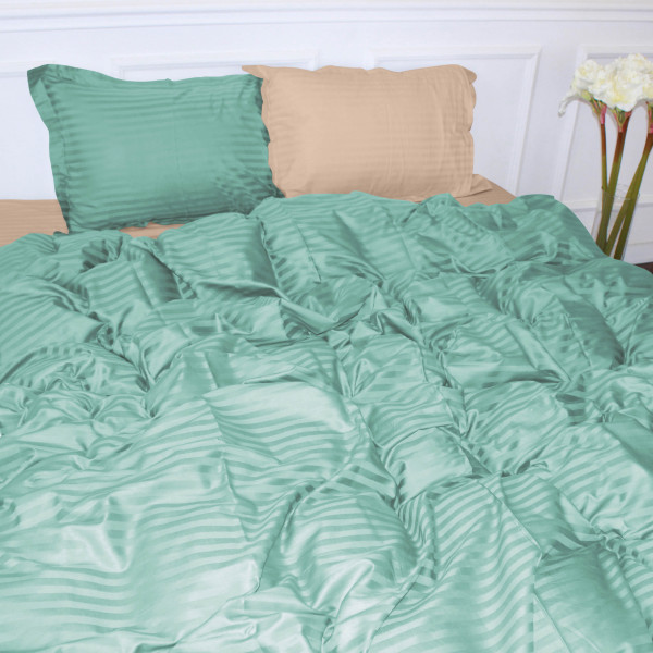 Фото - Комплект постільної білизни MirSon Satin Stripe 30-0014 +30-0004 Aivengo 200х220 см (2200005260302)