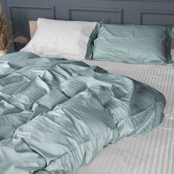 Фото - Комплект постільної білизни MirSon Satin Stripe 30-0015 +30-0001 Galiena 220х240 см King Size (2200005260685)