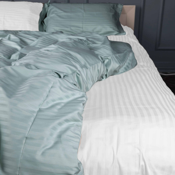 Фото - Комплект постільної білизни MirSon Satin Stripe 30-0015 +30-0001 Galiena 220х240 см King Size (2200005260685)