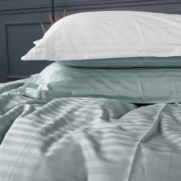 Фото - Комплект постільної білизни MirSon Satin Stripe 30-0015 +30-0001 Galiena 220х240 см King Size (2200005260685)