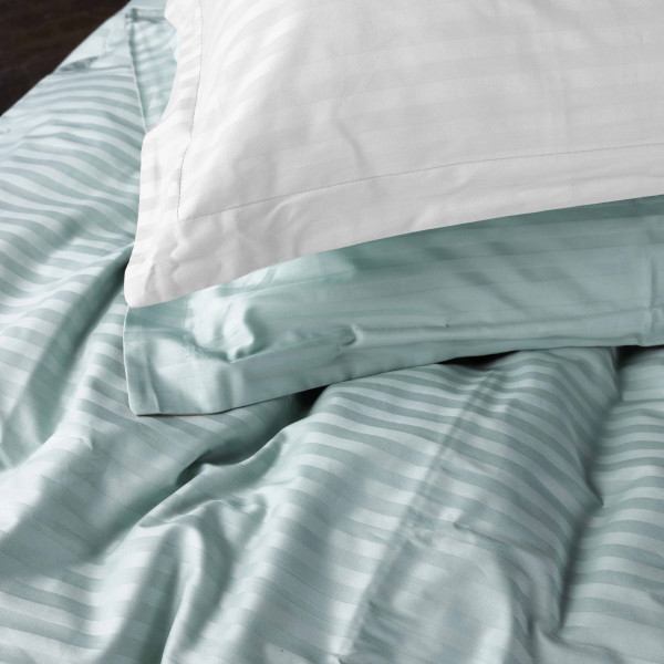 Фото - Комплект постільної білизни MirSon Satin Stripe 30-0015 +30-0001 Galiena 220х240 см King Size (2200005260685)