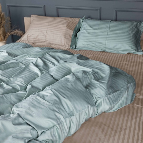 Фото - Комплект постільної білизни MirSon Satin Stripe 30-0015 +30-0004 Gavenia 143х210 см (2200005260869)