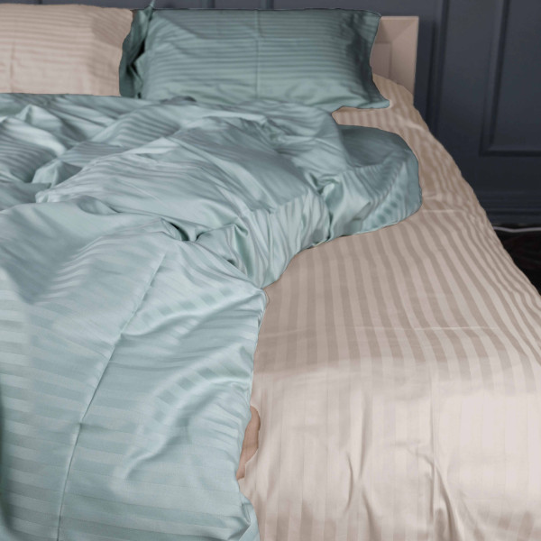 Фото - Комплект постільної білизни MirSon Satin Stripe 30-0015 +30-0004 Gavenia 220х240 см King Size (2200005260883)