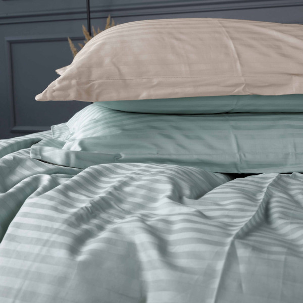 Фото - Комплект постільної білизни MirSon Satin Stripe 30-0015 +30-0004 Gavenia 220х240 см King Size (2200005260883)