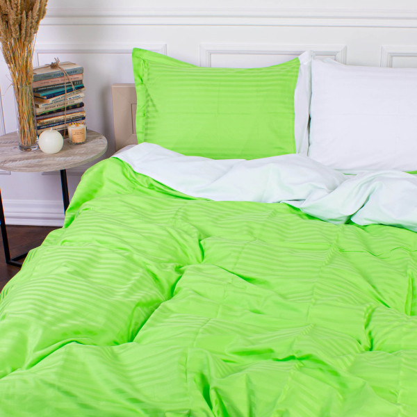 Фото - Комплект постільної білизни MirSon Satin Stripe 30-0016 +30-0001 Prianka 200х220 см (2200005261309)