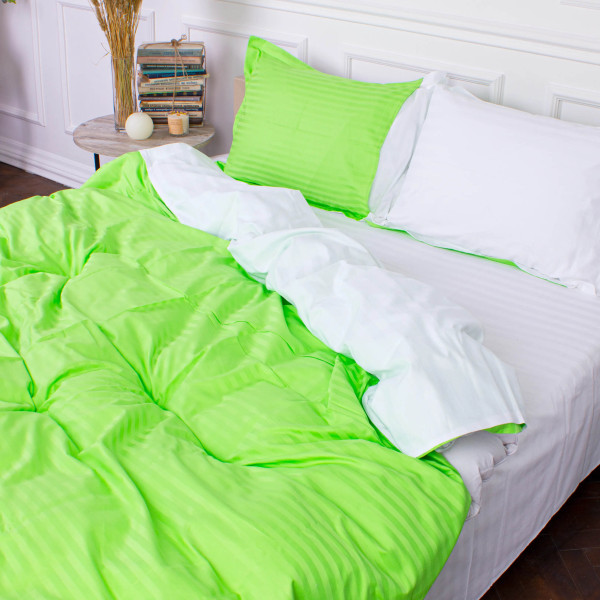 Фото - Комплект постільної білизни MirSon Satin Stripe 30-0016 +30-0001 Prianka 200х220 см (2200005261309)