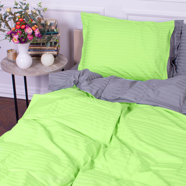 Фото - Комплект постільної білизни MirSon Satin Stripe 30-0016 +30-0010 Danik 200х220 см (2200005261507)