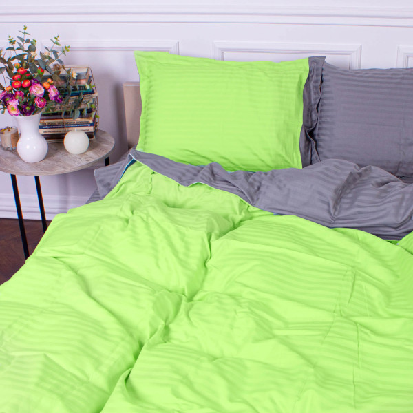 Фото - Комплект постільної білизни MirSon Satin Stripe 30-0016 +30-0010 Danik 200х220 см (2200005261507)