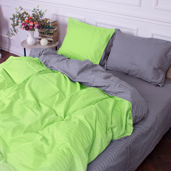 Фото - Комплект постільної білизни MirSon Satin Stripe 30-0016 +30-0010 Danik 200х220 см (2200005261507)